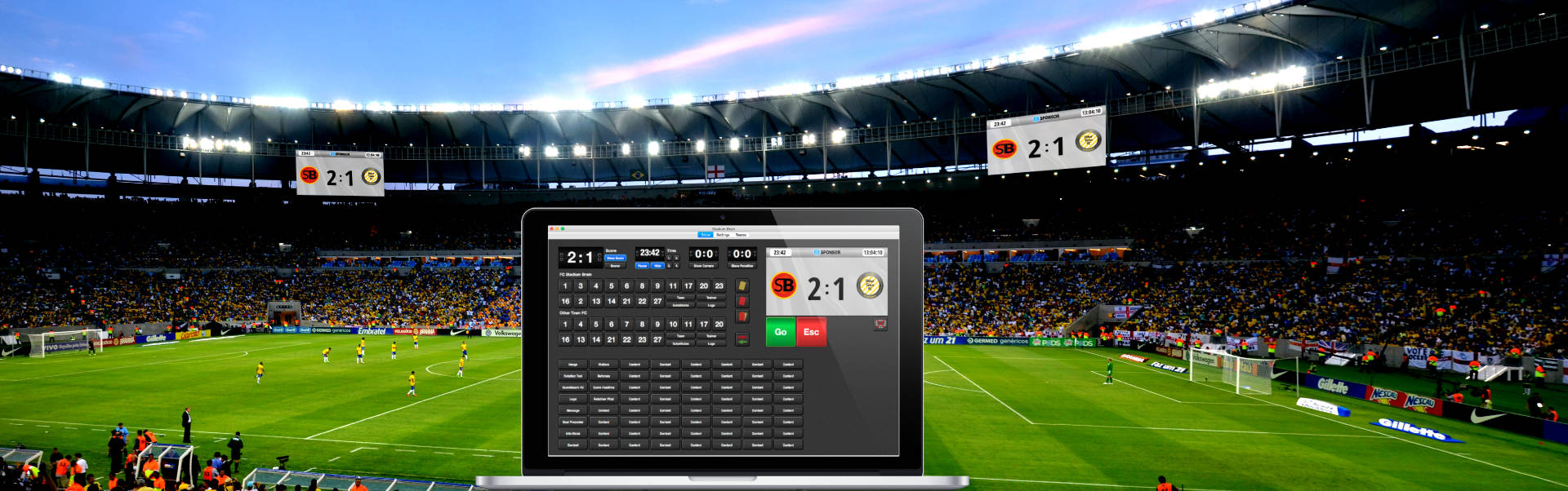 Football arena with Stadium Brain running